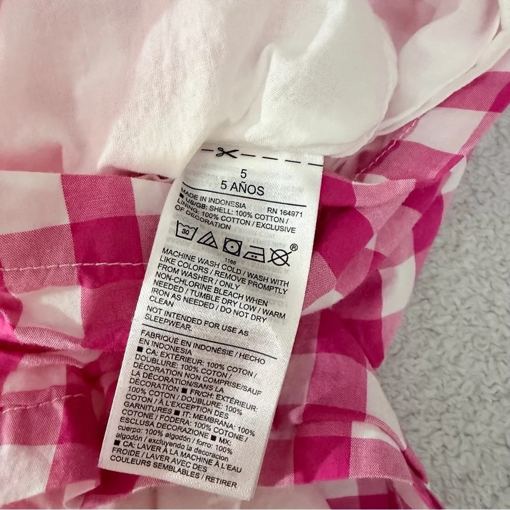 Janie and Jack | Pink Gingham Rosette Romper | Size 5